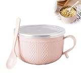 Taza de 25 onzas con tapas, tazas grandes con platos, para café, guisos, Navidad, vacaciones, invierno, M-UG (rosa)