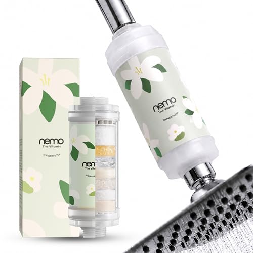 Image of NEMO Vitamin Shower Filter (Wellbeing Jasmine) | Made in South Korea | Vitamin C + Glycerin Enriched | For Soft Skin & Smooth Hair | Advanced Chlorine & Rust Removal | De-stress with Aromatherapy