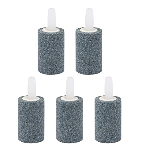Teqooza 2x3cm Air Stone Cylinder Bubble Diffuser Airstones for Aquarium Fish Tank Pump Grey, Pack of 5