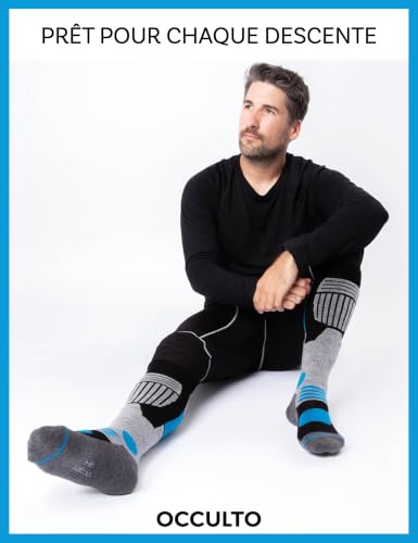 Occulto Chaussettes de Ski Homme lot de 2, lot de 4 (modèle: Felix) 2 Paires Bleu Noir 39-42 – vue 5