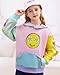 Latnnut Girls Pullover Hoodies Patchwork Graphic Printed Hooded Sweatshirt with Pocket Pink Size 11-12