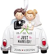 UniqXmas Personalized Our First Christmas Married Ornament 2023 | Customized Just Married Couple ...