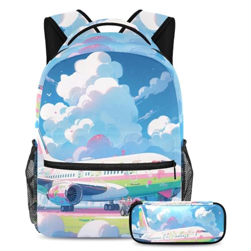Sac à dos grand volume 40cm avec trousse assortie pour ados et écoliers