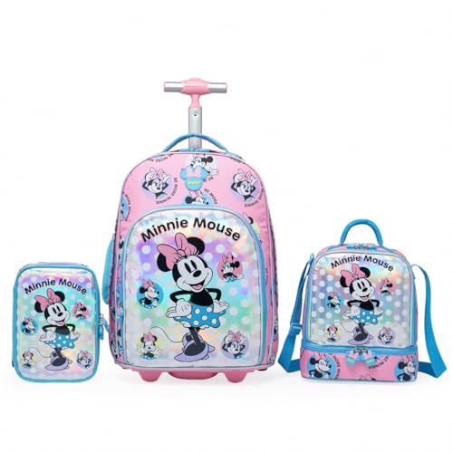 Kit Mochila Lacheira Estojo Minnie Rodinha Escolar Disney
