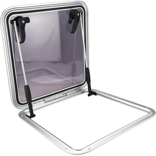 YaeMarine 26.26" x 26.26" Square Anodized Aluminum Boat Deck Hatch & Lid Marine Hatch Porthole Portlight Window for Boat/Yacht/RV