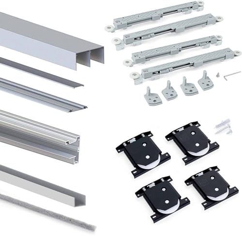 Emuca - Sistema Corredero Para Armario De 2 Puertas Con Perfil Vall, Grubo 19 Mm, Cierre Suave, Tableros No Incluidos, Anodizado Mate