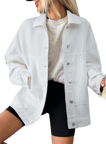 SHEWIN Denim Jacket for Women Long Sleeve Button Down jean