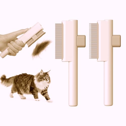 Marchul Katzenbürste für Fellwechsel und Fellpflege, Katzenbürste mit Auslöser, selbstreinigende Bürste für kurz- oder langhaarige Katzen/Hunde, Katzenhaarbürste zur Entfernung von losem Unterfell