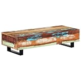 vidaXL Mesa Centro Madera Maciza Reciclada Estilo Industrial Diseño Moderno Vintage Retro Mesita Auxiliar Baja Patas Acero Salón Sofá Sala Multicolor