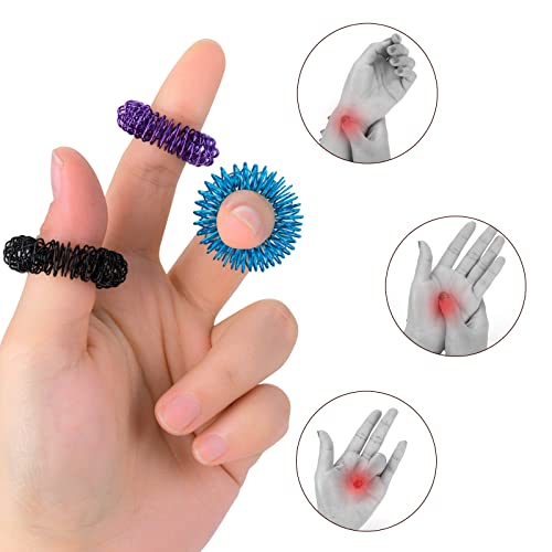 Aster 8 Pieces Spiky Sensory Finger Rings Acupressure Ring Set Great Spikey Fidget Ring For Silent Stress Reducer And Massager Improves Blood Circulation #TOP4