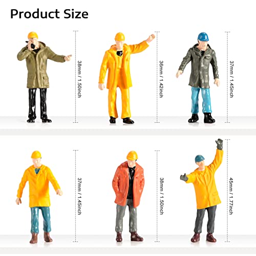 Colorful 6Pcs Tiny People Figures,1:50 Scale Model Worker Hand Painted Figures Male Construction Scene Site Figures For Miniature Scenes #TOP1