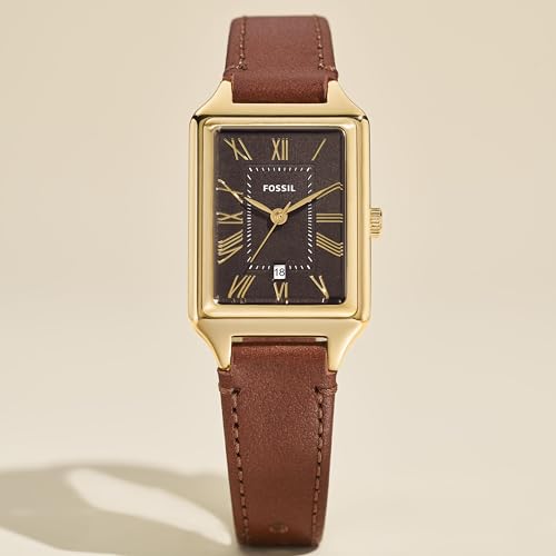 Fossil Orologio Raquel Da Donna, Movimento Al Quarzo A Tre Lancette Con Cinturino In Pelle, 23 Mm, Marrone E Oro - 5