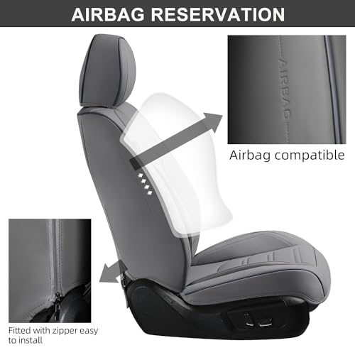 Image of TIEHESYT Car Seat Covers Full Set, Breathable Leather Automotive Front and Rear Seat Covers, Car Seat Protectors Full Set, Compatible with Most Vehicles, SUV (Graceful Gray, Front Pair)