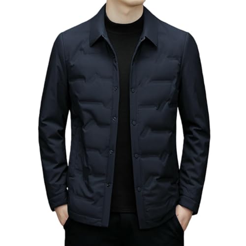 Chaqueta de plumón para hombre con cuello de solapa fino y cálido de otoño