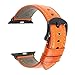 Produktbild Jiaojiao Lederband kompatibel mit Apple Watch 45mm 44mm 42mm 40mm 38mm Serie 7 6 SE 5 4 3 Männer & Frauen iwatch Strap-Armband (Band Color : Orange B, Band Width : for 45mm 44mm)