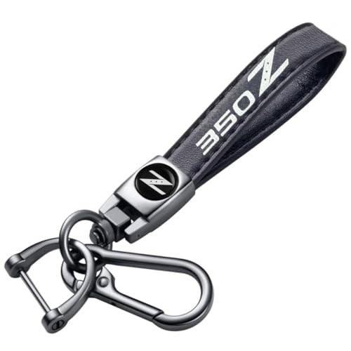 YHKEJI Genuine Leather Car Keychain 350Z Emblem Microfiber Leather Key Chain compatible for Nissan 350Z Accessories