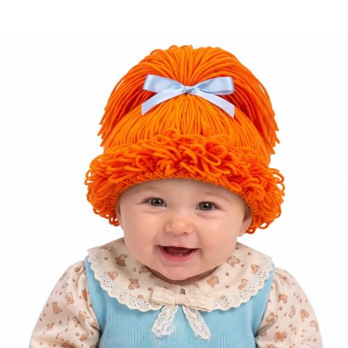 Halloween Cabbage Costume Yarn Wig, Orange 2, High Ponytail