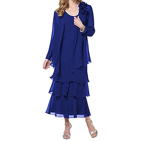 Stillluxury with Jacket Mother of The Groom Dress Suit Long Sleeve Chiffon Outfit Royal Size 24W Cover