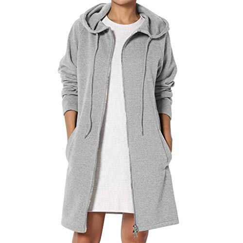 Women's Fuzzy Fleece Lapel Open Front Long Cardigan Coat Faux Fur Warm Winter Outwear Jackets with Pockets Gray