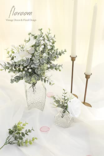 Floroom Artificial Flocked Eucalyptus Stems Faux Greenery Spray, 18Pcs Best Filler Fake Plants For Diy Wedding Bouquet Centerpieces Arrangement #TOP1