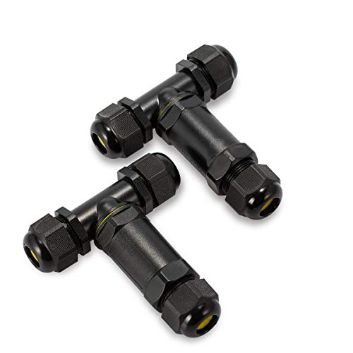 Lot de 2 connecteurs de câble en T 5 broches étanches IP68 - Manchon de connexion en T - Pour câble de 4 à 14 mm de diamètre Cover