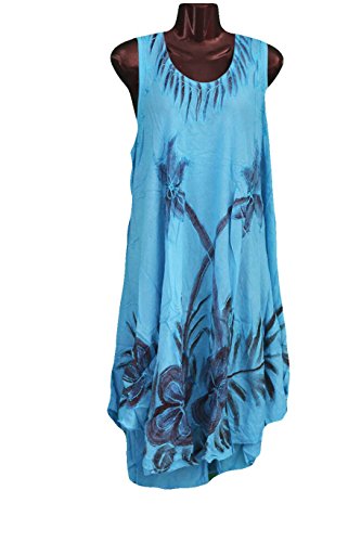 Vestido Mujer de Verano, Largo,Sin Manga,Talla Unica,Hecho en India (Azul)