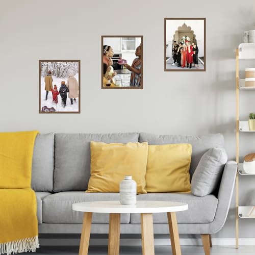 Image of JCJMY 11x15 Picture Frame Brown for Wall Hanging, Wall Mounting Horizontally or Vertically, 11 x 15 Wall Gallery Poster Photo Frame with Shatter Resistant Plexiglass, Brown