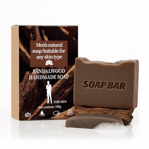 APPTI Natürliche Männer Seife - Palmölfrei, Vegan & Sensitive Haut,Feste Duschseife für Körper/Gesicht/Haare, Organisch mit Sandelholz (100g)