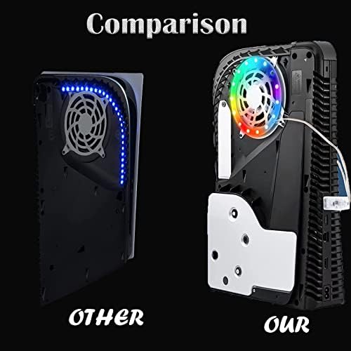 arVin Placas frontales para PS5 con luces LED de ventilación, cubierta de refrigeración de repuesto para disco PS5 antiarañazos, a prueba de polvo con luces RGB, 3 modos de control, 8 colores, más de