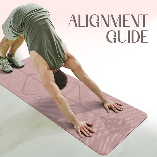 Yogii Yoga Mat - Non-Slip 6mm Thick TPE & Travel-friendly Yoga Mat - Perfect for Home & Gym Exercise Fitness & Pilates - With Laser Alignment Guides for Men & Women - View 6