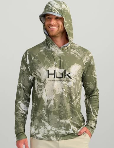 HUK Men's Pursuit Pattern Crew Sleeve, Performance Shirt3