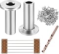 CKE 120 Pack T316 Stainless Steel Protector Sleeves for 1/8" Wire Rope Cable Railing, DIY Balustrade T316 Marine Grade, Come with A Free Drill Bit