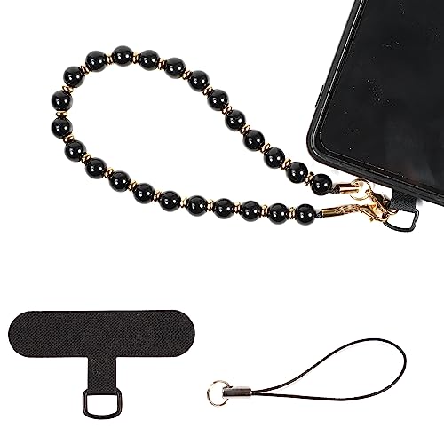Obsidian Marble Phone Bracelet Strap, Detachable Cellphone Lanyard with Tether Tag Hands-Free Beaded Phone Wrist Strap for Most Phones