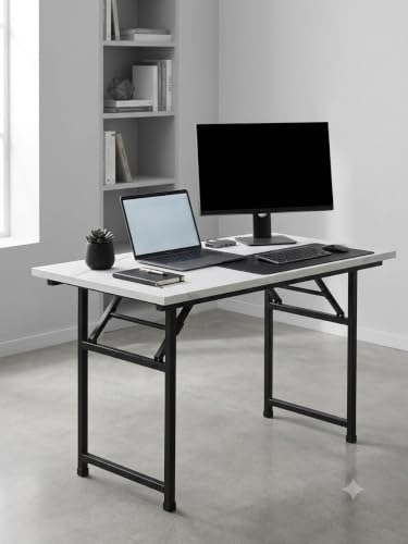 Generic Furnello Multipurpose Foldable Study Table, White Marble - Image 2