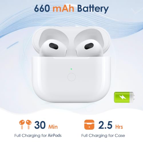 Image of Replacement Charging Case for Airpod 3rd Gen | Lightning Port, 660 mAh Battery, Bluetooth Pairing Sync Button, Charging Case Only for 3 Gen, No Erabuds, Original Design