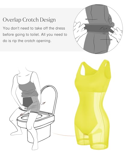 Image of Popilush Cocktail Dresses for Women Built in Shapewear Bra 8 in 1 Square Neck Mini Slit Party Summer Dress