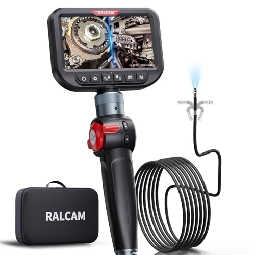 Ralcam Endoskopkamera mit Licht, Endoscope Camera mit 180° beweglichem Kopf, 8,5mm Dual-Sonde, 5' HD Display, Inspektionskamera IP67 Wasserdicht, Rohrkamera mit 3M Halbstarrem Kabel & 8+1 LEDs