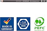 Mars Lumograph Black Artist Wooden Lead Pencil - Box of 6 (8B 7B 6B 4B 2B HB) in Metal Box with Tub 2-Hole Sharpener and Eraser