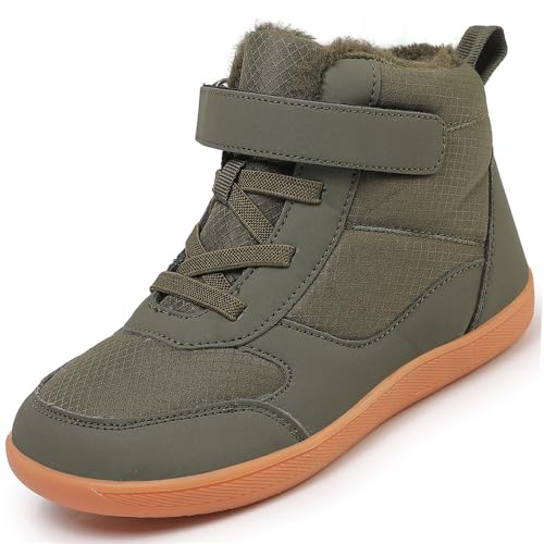 Winter Warm Children's Snow Boots Wide Toe Barefoot Snow Boots Girl Boy Outdoor Casual Shoes Toddler/Little/Big Kids Winter Shoe (D2506-green, Toddler, 10, Digital, US Shoe System, Wide Leg Pants)