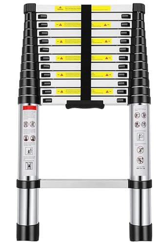 Teleskopleiter Ausziehbar aus Aluminium 6 2m / 620cm Klappbare Anlegeleiter rutschfeste Teleskop Leiter Belastbar & Platzsparend Höhenverstellbare Leiter fur Haushalt & Baustelle 150kg