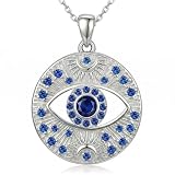 Reaii Collar de topacio natural contra el mal de ojo para mujer, plata de ley 925, colgante de mal de ojo, topacio azul de Londres, regalo para mamá, esposa, novia, hija, hermana, amiga