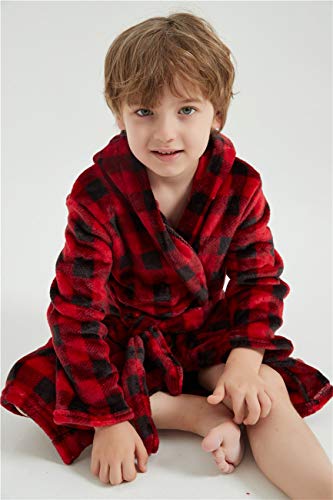 Image of Girls Fleece Robe Boys Hooded Bathrobe Soft Flannel Robe For Kids