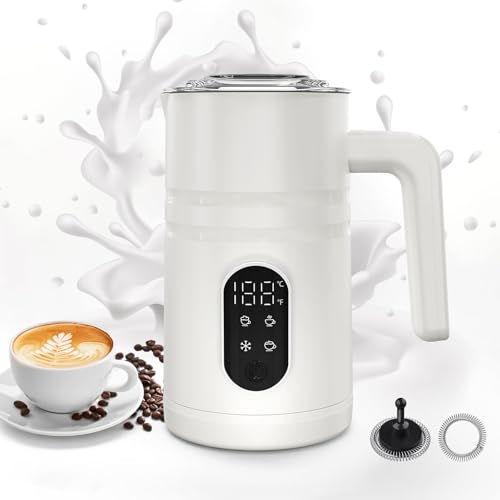 Mingfuxin Electric Milk Frother, 4-in-1 Automatic Steamer for Milk Heating, Hot or Cold Milk Foamer Maker with Magnetic Stirring Head for Cappuccino, Latte, and Hot Chocolate