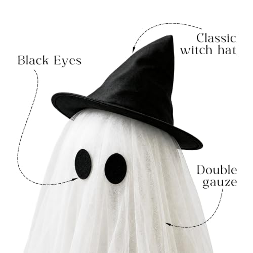Halloween Decorations Outdoor, 2 Packs Light-Up Spooky Ghost Witch Broom - image 4
