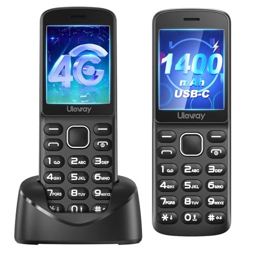 4G Volte Telefono Movil para Mayores con Teclas Grandes | Gran Pantalla de 2,4” | Teléfono Móvil Personas Mayores Libres con Batería de 1400 mAh | Base de Carga | USB C | Radio FM | Alto Volumen