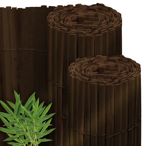 Sol Royal Valla de Protección Bambú Marrón Oscuro 180x600 cm – Cañizo Jardin Ocultacion Exterior– Robusto Cañizo Bambu Terraza Resistente a Intemperie – Malla Protectora Balcon Privacidad Balcón – B55