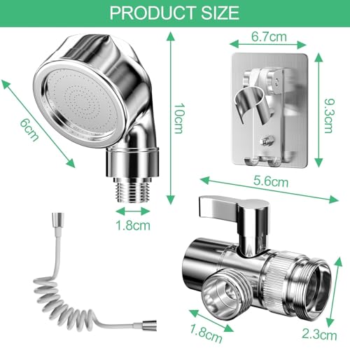 Brysalis Duschkopf Set für Waschbecken, Bidet Handbrause mit 2m Schlauch, Waschbeckenbrause zum Haarewaschen, Waschbeckendusche, Wasserhahn Verlängerung mit Duschkopfhalter und Wasserhahnspender