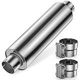 JY Performance 5 inch Muffler Diesel, Muffler 8' x 24' Body 30' Whole Length Straight Through Stainless Steel Welded On Resonator Muffler with Clamp