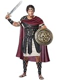 túnica Disfraz de gladiador romano para hombre, Incluye: túnica, armadura con capa, espinilleras, cinta de pelo, muñequeras y medallón. (S)