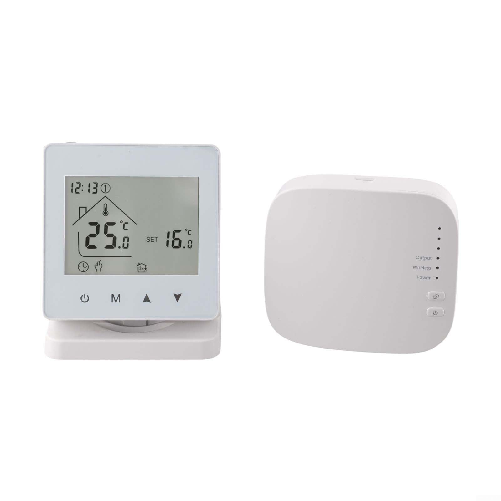 Thermostat programmable sans fil RF433 pour chaudière à gaz et commande vocale, contrôleur de température mural, double alimentation, écran LCD (pas de WiFi)